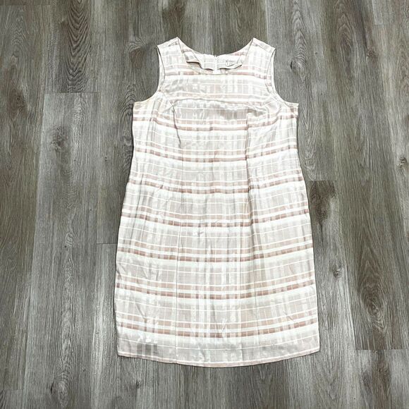 Vintage 80s Liz Claiborne Lot Plaid White / Pink Dress Women's Size 16 - Picture 1 of 5